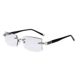 Mens Antifatigue Rectangle Rimless Lightweight Readers Reading Glasses Frameless Presbyopic Glasses