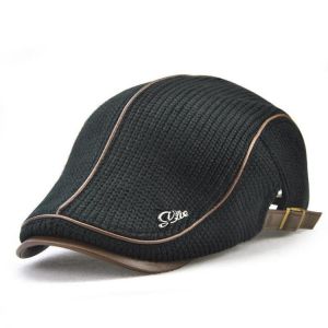 Men's Knit Cap Hat Padded Warm Beret Caps Casual Outdoor Visor Forward Hat