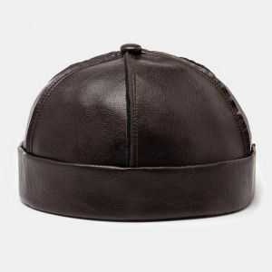 Men's Skull Caps Artificial Leather Hats Wave Caps Brimless Hats