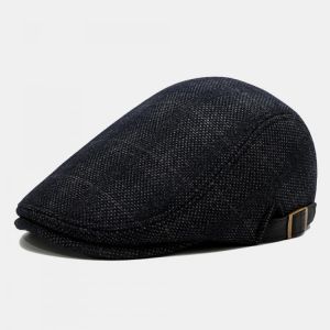 Men's Beret Caps British Plaid Cap Men Outdoor Casual Warm Cap Felt Adjustable Leisure Hat