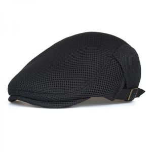 Men Summer Outdoor Casual Thin And Light Beret Hat Adjustable Breathable Mesh Newspaper Cap
