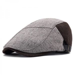 Mens Retro Cotton Patchwork Painter Beret Caps Casual Adjustable Forward Hat