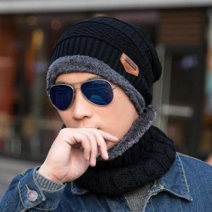 Knitted Wool Cap And Velvet Padded Hood [Hat Collar] Two-Piece Suit Beanie