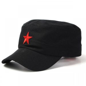 Unisex  Red Star Cotton Army Cadet Military Cap Adjustable Durable Flat Top Hats