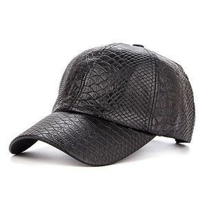 Men Retro Crocodile Grain PU Leather Baseball Cap Casual Outdoor Adjustable Golf Cap