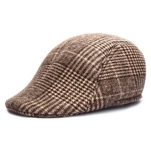 Unisex Men Women Cotton Blend Gird Stripe Newsboy Beret Hat Duckbill Cowboy Golf Flat Cabbie Cap