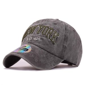 Men Washed Denim Baseball Caps Letters Applique Embellished Peaked Cap Outdoor Hat