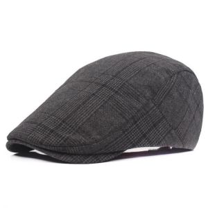 Unisex Cotton Fashion Grid Beret Hat Sports Adjustable Outdoor Sunshade Cabbie Golf Cap