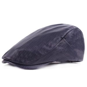 Mens Leather Painter Berets Caps Visor Leisure Outdoor Adjustable Gatsby Newsboy Hunting Hat