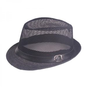 Men Summer Breathable Mesh Jazz Hat Sunshade Middle-Aged Straw Visor Dad Hat