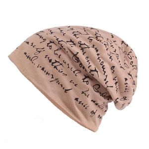 Mens Letter Printing Cotton Beanie Cap Casual Soft Autumn Winter Warm Knit Hat