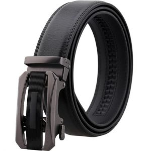 110CM Second Layer Cowhide Leather Business Alloy Automatic Buckle Belt Balck Brown