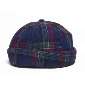 Landlord Cap Dome Cap Innocent Plaid Sailor Cap  Street Trends Melon Stripe Brimless Hats