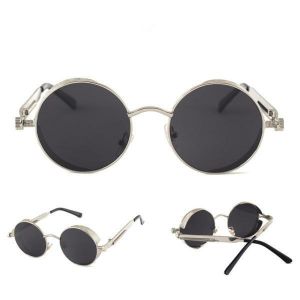 UV400 Vintage Steampunk Round Mirror Lens Sunglasses Outdoor Sport Hisper Eyewear For Man Women