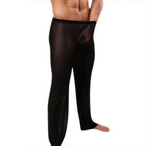 Sexy Transparent Mesh Casual Home Pajamas Comfortable Loose Long Sleepwear Bottom Pants
