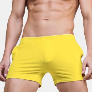 shopping פיג׳מות Mens Solid Color Cotton Boxer Shorts Comfortable Thin Breathable Home Casual Underwear Pants