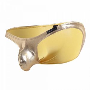 Men Faux Leather Brief With Pouch Ballroom Glossy Underwear