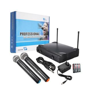 Dual Wireless Microphone System Cordless Handheld Mic Kareoke KTV