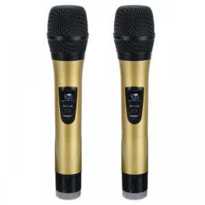 Professional UHF Double Wireless Handheld Karaoke Microphone with 3.5mm Receiver