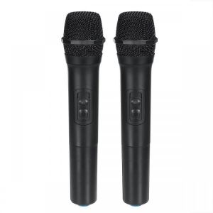 2Pcs VHF Wireless Bluetooth Karaoke Microphone Speaker 2 Handheld MIC KTV Player