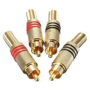 4Pcs Gold Plated RCA/Phono Male Plug Connectors Cable Protector