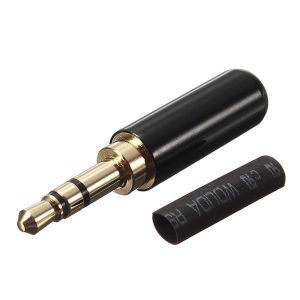 3 Pole Male Headphone Jack Plug Metal Audio +Heat Shrinkable Tube