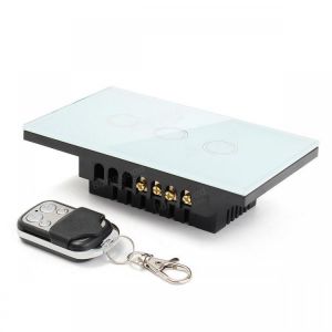 AC 110V-240V 120-type 1 Way 3 Gang Crystal Glass Remote Panel Touch LED Light Sensor Switch Controller With Black Remote Control