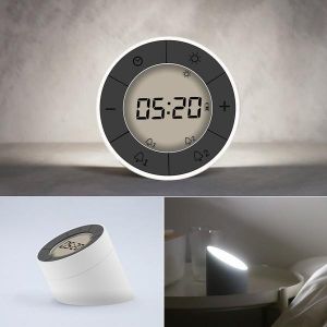 2 In 1 Multifunctional Digital Alarm Clock LED Night Light Overturn Clock Atmosphere Lamp 10 Lever Brightness Setting Festival Gif
