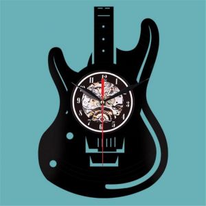 Musical Guitar Vinyl Led Wall Clock Color Change Decorative Home Vintage Gift