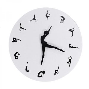 Yoga Postures Wall Clock GYM Fitness Flexible Girl Silent Modern Clock Watch Home Decor Meditation Decor Yoga Studio Relax Gift