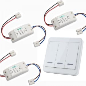 3pcs KTNNKG Wireless Light Switch Kit + KTNNKG 433MHz Universal Wireless Remote Control 86 Wall Panel RF Transmitter With 3 Button