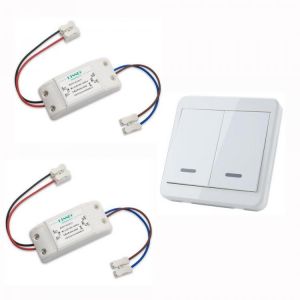 2pcs KTNNKG Wireless Light Switch Kit + KTNNKG 433MHz Universal Wireless Remote Control 86 Wall Panel RF Transmitter With 2 Button