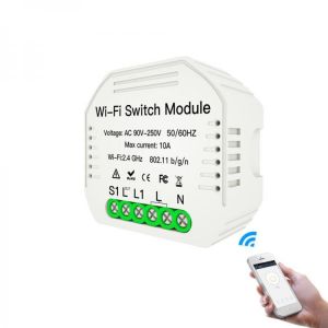 MoesHouse MS-104 AC90-250V Two Way WIFI Smart Light Switch Diy Breaker Module Smart Life/Tuya APP Remote Control Works With Alexa 