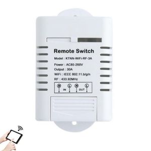 KTNNKG AC85-260V 30A 3000W High Power WIFI Smart Switch 433MHz Receiver Smart Home Gadgets Wireless Remote Control Switch APP Cont