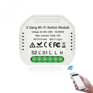 MoesHouse MS-104B AC90-240V 2 Gang 2 Way WiFi Smart Light Switch Diy Breaker Module Smart Life/Tuya APP Remote Control Working wit