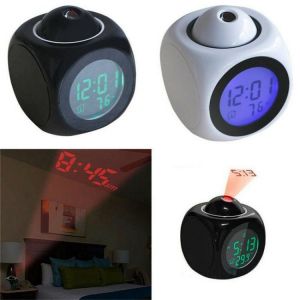 Digital Alarm Clock Wall Ceiling LED Projection Temperature Multifunction with Voice Talking