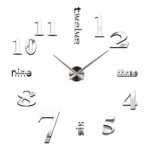 Modern DIY Analog 3D Mirror Surface Large Number Wall Clock Sticker Home Decor