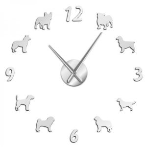 Different Dog Breeds Large Wall Clock Dog Lovers Pet Owners Home Decor Giant Wall Clock Modern Design DIY Puppies Wall Watch