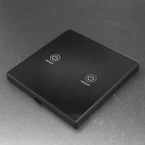 KTNNKG 2 Channel 433MHz 86 Wall Touch Remote Control Switch Wireless RF Transmitter Tempered Glass Panel