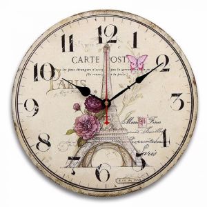 Colorful Large Wooden Wall Clock Vintage Rustic Shabby For Home Decoration Art