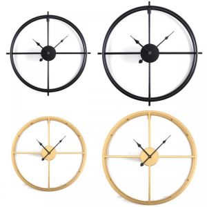 50CM/60CM Double Layer Wall Clock Creative Living Room Round Vintage Wrought Iron Wall Clock