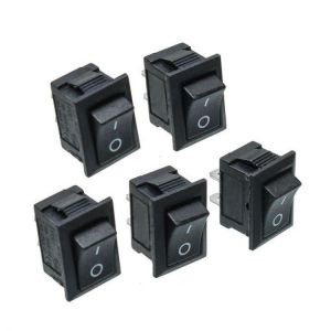 5pcs Black Push Button Mini Switch 6A-10A 110V 250V KCD1-101 2Pin Snap-in On/Off Rocker Switch 21MMx15MM