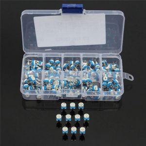 100Pcs 10 Values Variable Resistor 500R To 1M RM065 Carbon Film Horizontal Trimpot Potentiometer Assortment Kit