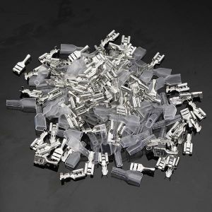 shopping משחקי וידאו וציוד 100Pcs Silver Crimp Terminals with Silicone Case Female Spade Quick Connector Terminal for Arcade Chain Cable