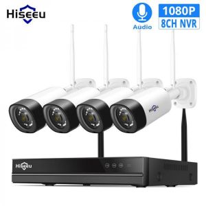 Hiseeu WNKIT-4HB312 8CH 1080P Wireless CCTV Security System 2MP IR Outdoor Audio Record IP Camera Waterproof Wifi NVR Kit Video Su