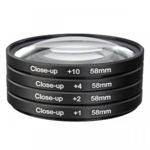 Universal 58mm Macro Close Up Filter Lens Kit +1 +2 +4 +10 for 58mm Camera Lens