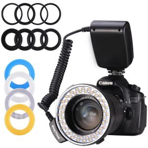 Mamen RF-550D 48pcs Macro LED 3000-15000K Ring Flash Light with 8 Adapter Ring for Canon for Nikon for Pentax for Olympus for Pana