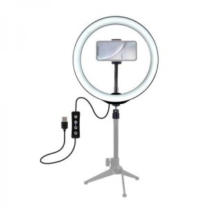 PULUZ PU397 10 Inch 3200K-6500K Dimmable LED Video Ring Light with Phone Clip for Selfie Vlog Tik Tok Youtube Live Streaming