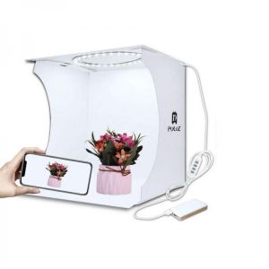 PULUZ PU5023 20cm Ring Light Portable Foldable Mini Shooting Tent Lightbox Softbox with Backdrop