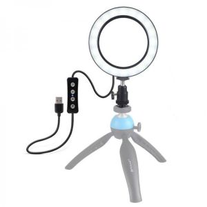 Puluz PU378 USB 6.2 Inch 3 Modes 3200K-5500K Dimmable LED Video Ring Light with Cold Shoe Tripod Ball Head for Youtube Tiktok Live